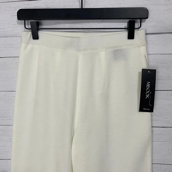 NWT Misook Slim knit ankle white pants Size XS org $228 - Picture 3 of 6